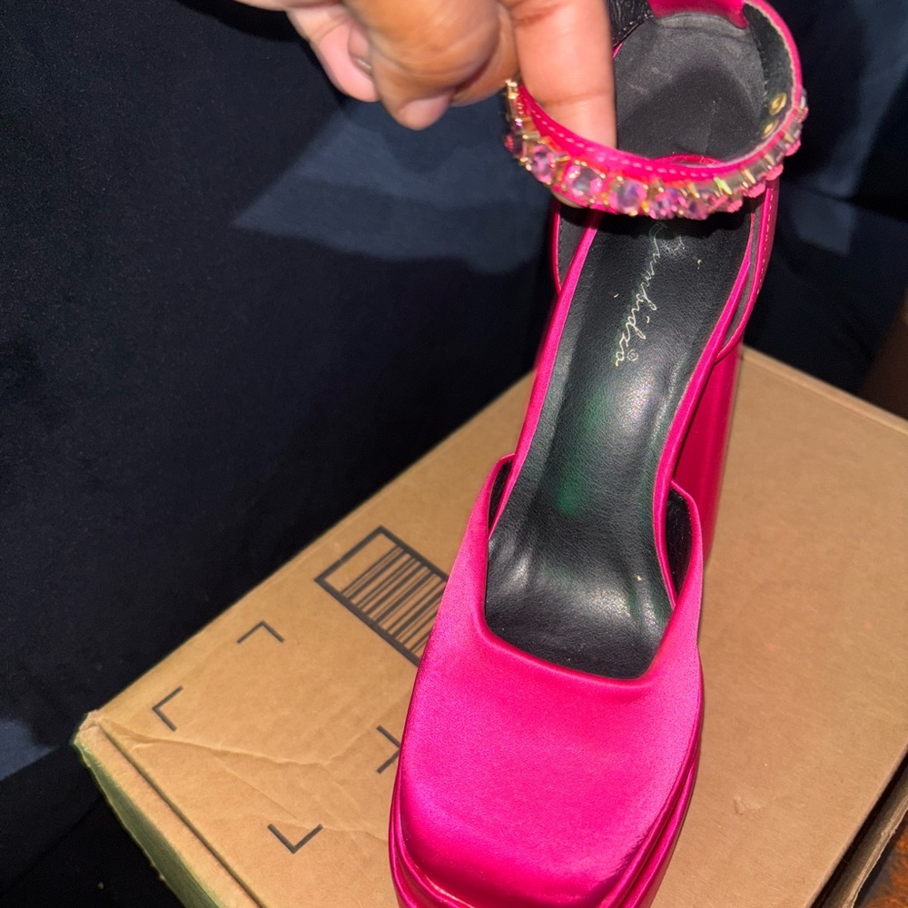 Elegant Pink Satin Women's Heels